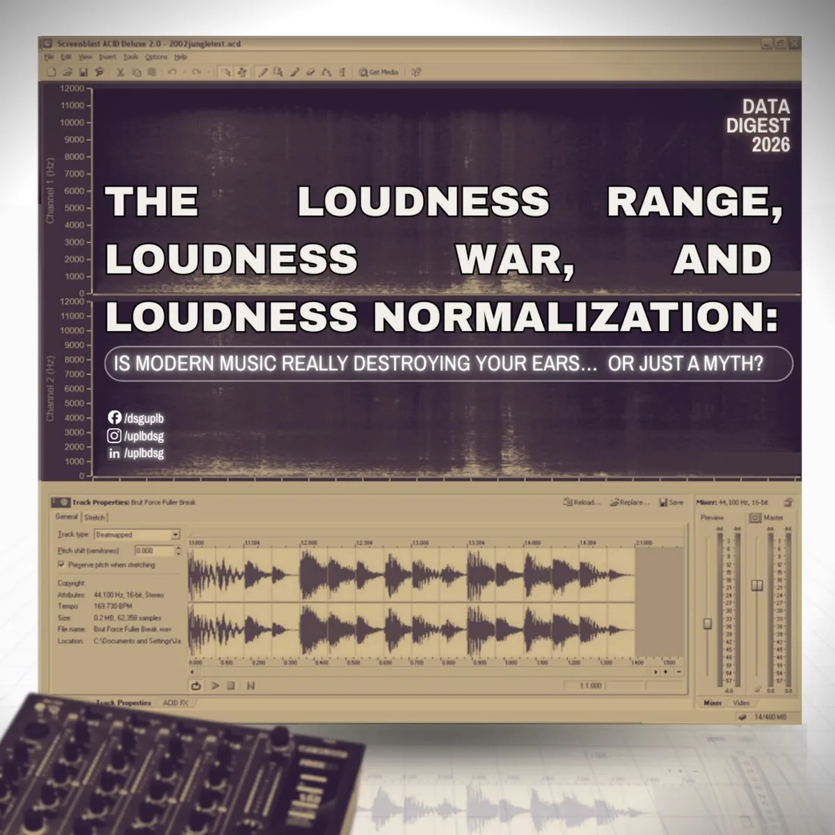 Loudness War cover showing an audio editing workstation