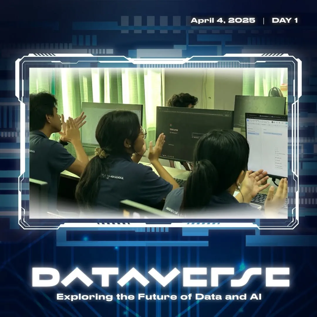 Dataverse participants posing outside UP Rural High School on April 26, 2025